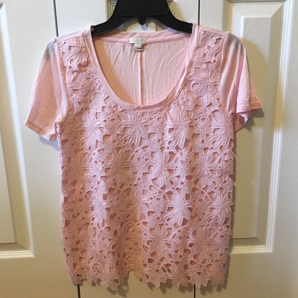 J.crew light pink floral crotchet T-shirt - Picture 1 of 2